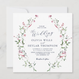  Dusty Ro Vild Flowers Garden Boho Bröllop Inbjudningar