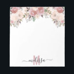 Dusty Ro Watercolor Blommigt blomma Monogram Anteckningsblock<br><div class="desc">Den här designen kan vara personlig i det område som tillhandahålls genom att ändra fotot och/eller text. Du kan också anpassa den genom att klicka på Anpassa den här mallen och sedan välja klicka för att anpassa ytterligare alternativ och ta bort eller ändra färg i bakgrunden, lägga till text, ändra...</div>