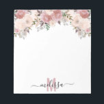 Dusty Ro Watercolor Blommigt blomma Monogram Anteckningsblock<br><div class="desc">Den här designen kan vara personlig i det område som tillhandahålls genom att ändra fotot och/eller text. Du kan också anpassa den genom att klicka på Anpassa den här mallen och sedan välja klicka för att anpassa ytterligare alternativ och ta bort eller ändra färg i bakgrunden, lägga till text, ändra...</div>