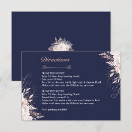 Dusty Ro White Blommigt Navy Blue Directions Inbjudningar