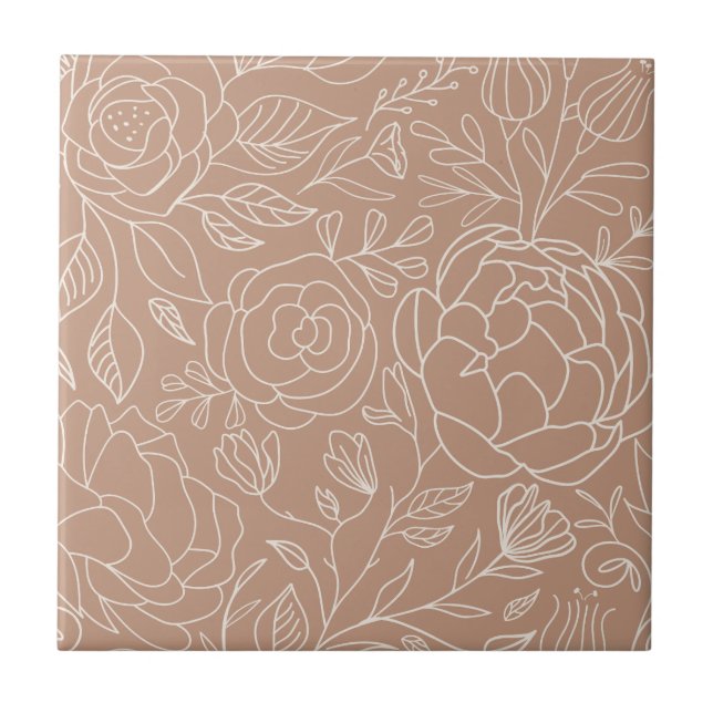 Dusty Ro White Flowers Seamless Kitchen Bath Kakelplatta (Framsidan)