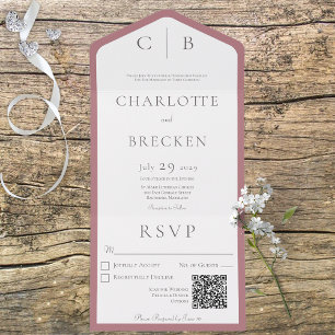 Dusty Ro & White Monogram Minimal QR-kod