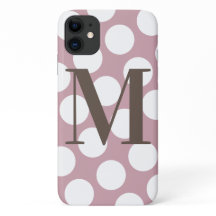 Dusty Rosa and White Polka Dot Big Monogram