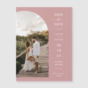 Dusty Rosa Arch Photo Save Date Magnetic Card