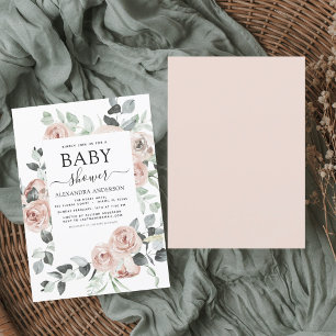 Dusty Rosa Baby Shower Blommigt Greenery-inbjudan Inbjudningar
