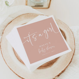 Dusty Rosa Baby Shower Papper Napkins Modern Girl Pappersservett