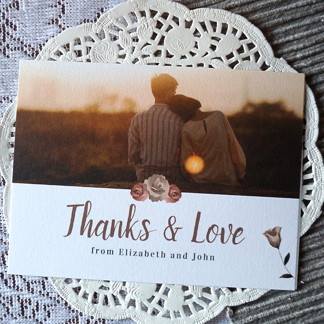 Dusty Rosa Beige Ro Botanical Bröllop Tack Kort (Skapare uppladdad)