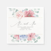Dusty Rosa Blåa blommor Elegant Botanical & Mrs.