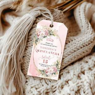 Dusty Rosa Blommig Eucalyptus Boho 15-årsdag Presentetikett