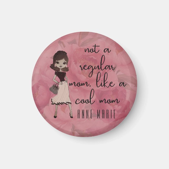 Dusty Rosa Blommig Mors Dag Söt ‘Cool Mamma’  Magnet (Framsidan)