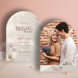 Dusty Rosa Blommigt Arch Photo Möhippa Inbjudningar