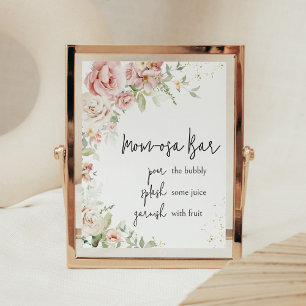 Dusty Rosa Blommigt Baby Shower Mamma Osa Pub Poster