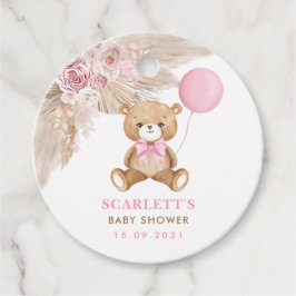 Dusty Rosa Blommigt Boho Nalle Baby Shower Gåvor Etiketter