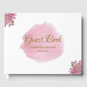 Dusty Rosa Blommigt Elegant bröllop Guest Bok