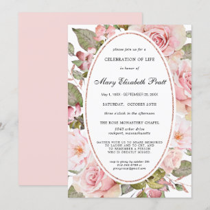 Dusty Rosa Blommigt Firande of Life Invita Inbjudningar