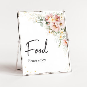 Dusty Rosa Blommigt Greenery Baby Shower Food Poster