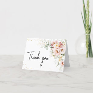 Dusty Rosa Blommigt Greenery Baby Shower Tack Kort