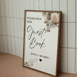 Dusty rosa blommigt Underteckna vår gäst Bok Poster