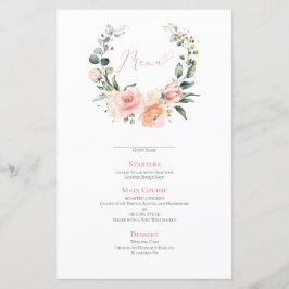 Dusty Rosa Blommigt Wandan Bröllop Menu