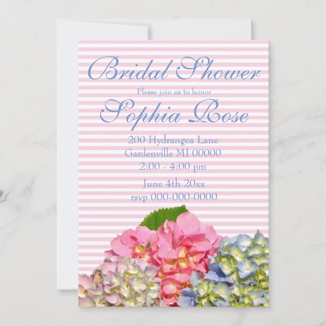 Dusty rosa blue gult grönt blommigt hydrangeas inbjudningar (Framsida)