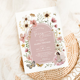 Dusty Rosa Boho Fairy WildblomGirl Baby Shower Inbjudningar
