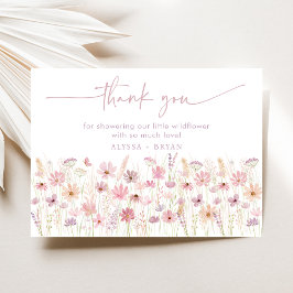 Dusty Rosa Boho Vilda Blommor Baby Shower Tack Kort
