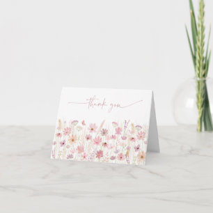 Dusty Rosa Boho WildblommBaby Shower Tack Kort