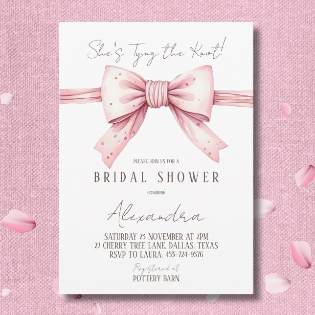 Dusty Rosa Bow Shes Gifter sig Möhippa Inbjudningar (Skapare uppladdad)
