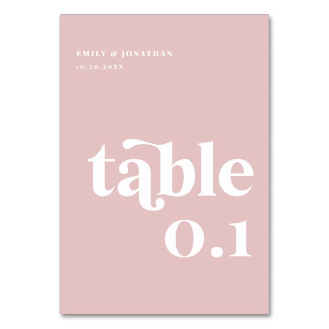 Dusty Rosa Bröllop Bordsnummer (Framsidan)