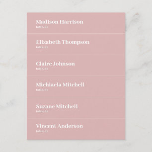 Dusty Rosa Bröllop Place Card DIY Inbjudningar