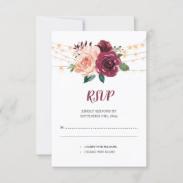 Dusty Rosa Burgundy Ro Ljus Blommigt Bröllop OSA Kort