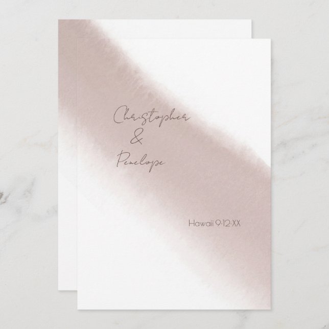 Dusty Rosa Calligraphy Watercolor Spara datum Inbjudningar (Fram/baksida)