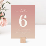 Dusty Rosa & Champagne Ombre Monogrammed Bröllop Bordsnummer<br><div class="desc">Dusty Rosa & Champagne Ombre Monogrammed bröllopsmottagning Bordsnummer. Det här moderna Bord-kortet för chic är ett enkelt klassiskt kort och en elegant med en subtil toningstoning och en söt namnteckning skriptcalligraphy-teckensnitt med svan. Visas i den nya Colorway. Finns i flera alternativ för färg eller kan redigera färger i redigeraren (klicka...</div>