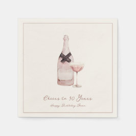 Dusty Rosa Champagne Personlig Birthday Napkins Pappersservett