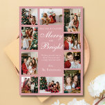 Dusty Rosa Chic 10 Photo Collage Classy jul Julkort<br><div class="desc">Dusty Rosa Chic 10 Photo Collage Classy Merry & Bright jul-Helgdag Card - Mjuka att dina dagar är både goda och ljusa. Med snyggt-skriptet calligraphy typography och elegant chic block lettering. Anpassa genom att lägga till 10 foton.</div>