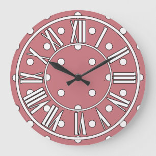 Dusty Rosa Clock med vita punkter Stor Klocka