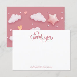Dusty Rosa Cloud Theme Girl Baby Shower Tack Kort