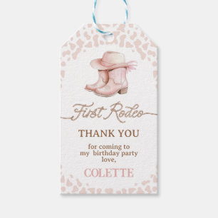 Dusty Rosa Cowgirl Boots First Rodeo 1:a födelseda Presentetikett