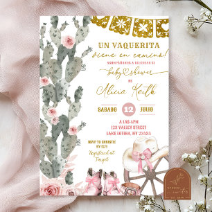 Dusty Rosa Cowgirl Spain Baby Shower Inbjudningar
