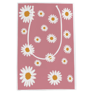 Dusty Rosa Daisy Blommigt Gift Bag