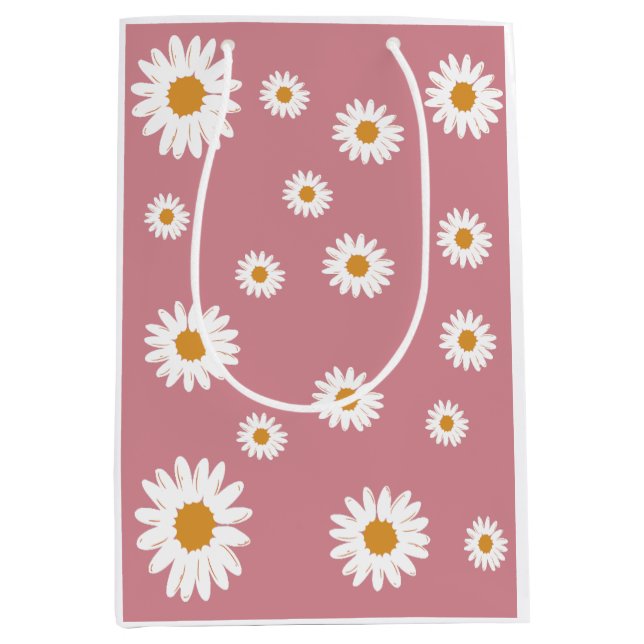 Dusty Rosa Daisy Blommigt Gift Bag (Framsidan)