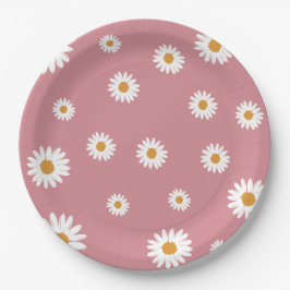 Dusty Rosa Daisy Theme Pappra Tallrikar