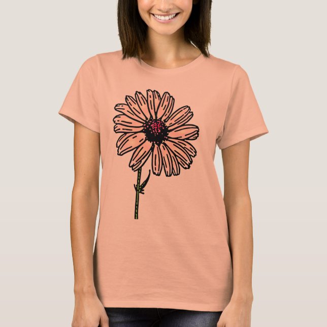 Dusty Rosa Daisy Vintage T-shirt (Framsida)