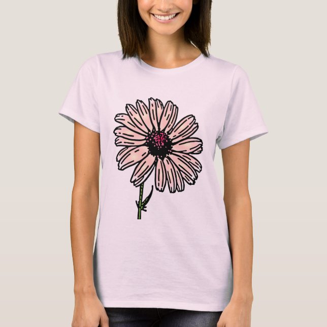Dusty Rosa Daisy Vintage T Shirt (Framsida)