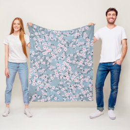 Dusty Rosa Dammblå Körsbärsblommor Fleecefilt