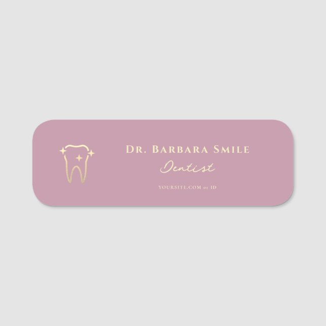 Dusty Rosa Dental Assistant Cosmetic Dentist Namnbricka (Framsida)