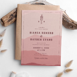 Dusty Rosa Desert Cactus Westernare Bröllop Inbjudningar