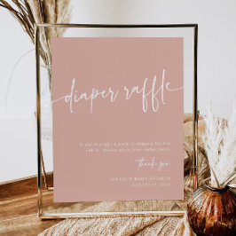 Dusty Rosa Diaper Raffle Sign Girl Modern Minimal Poster