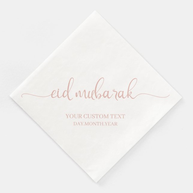 Dusty Rosa Eid Mubarak Calligraphy Anpassningsbar Pappersservett (Hörn)