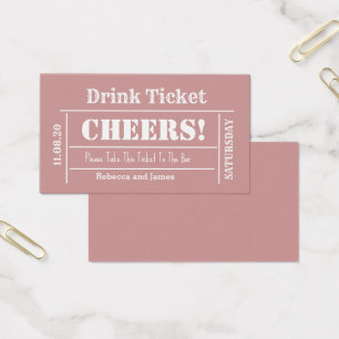 Dusty Rosa Elegant bröllop Free Drink Biljett